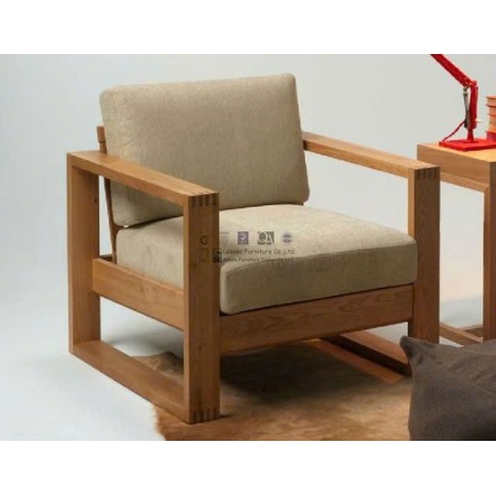 Square Oak : Ghế Sofa Đơn Gỗ Sồi Kèm Nệm